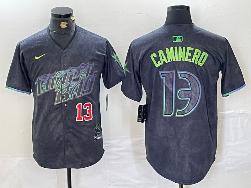Men Tampa Bay Rays #13 Caminero Black City Edition Nike 2024 MLB Jersey style 3->tampa bay rays->MLB Jersey
